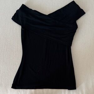 Theory Black Off-Shoulder Tshirt